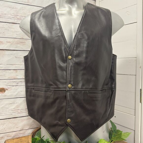 48 Coronado Concealed Carry Snap BROWN Leather Vest Motorcycle Biker Conceal - Picture 1 of 11